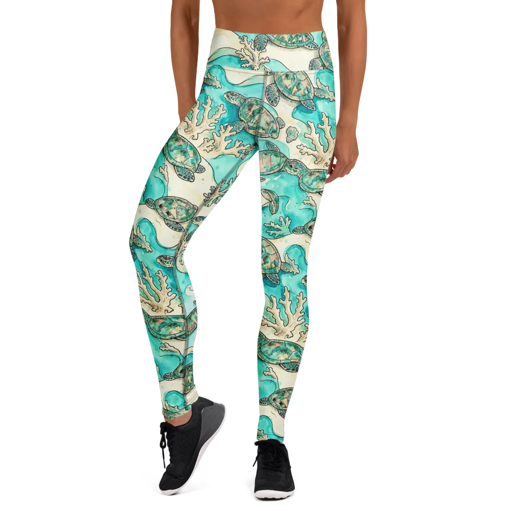 Lagoon Wanderers on Yoga Leggings — Front