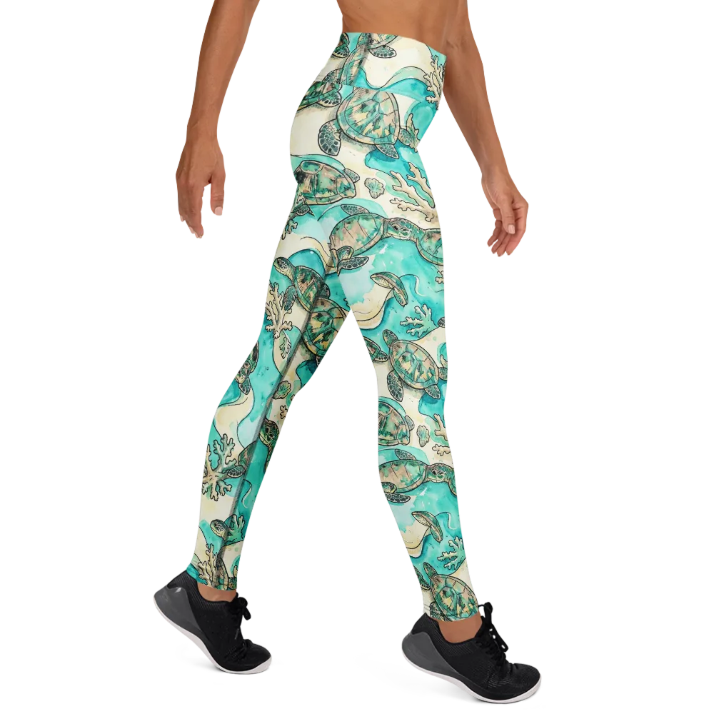Lagoon Wanderers on Yoga Leggings — Right