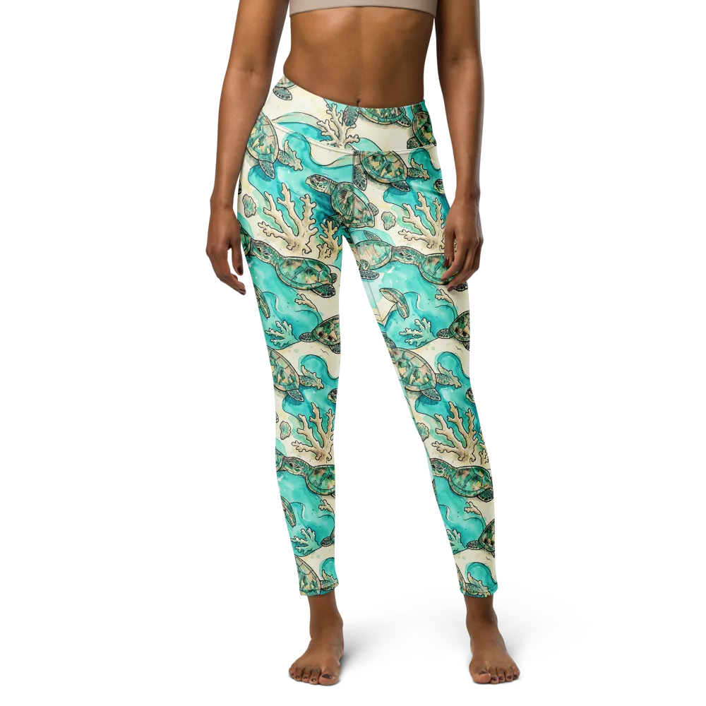 Lagoon Wanderers on Yoga Leggings — Front