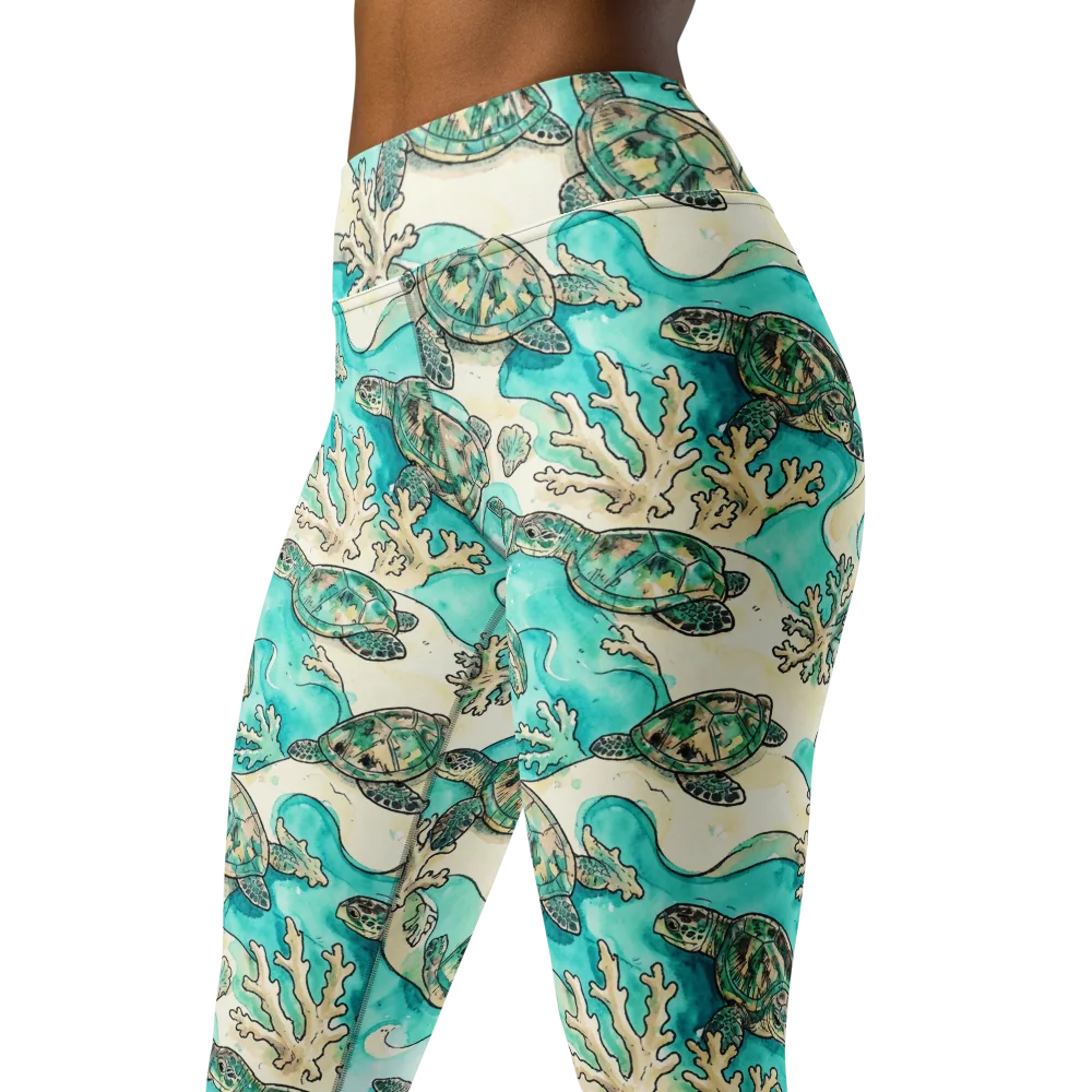Lagoon Wanderers on Yoga Leggings — Left Front
