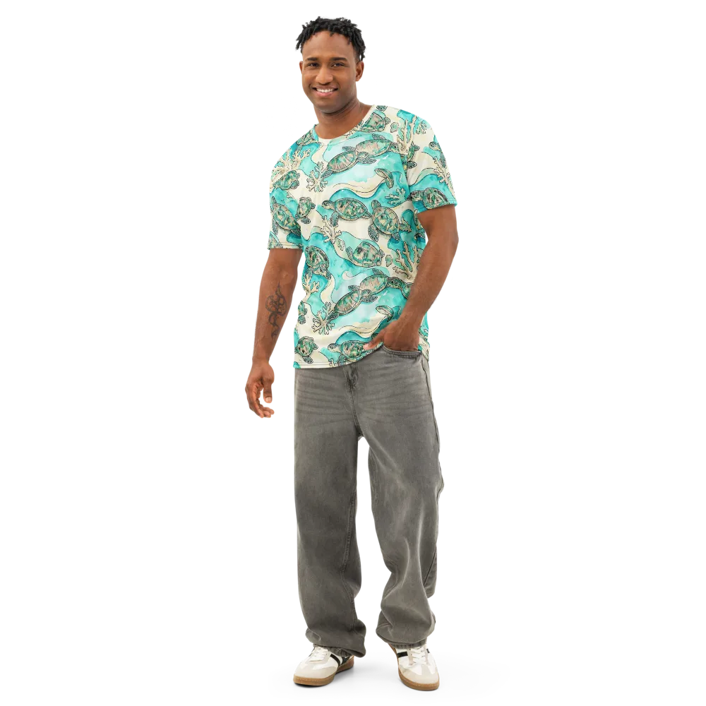 Lagoon Wanderers on Men's Cotton Crew Neck T-Shirt — Front