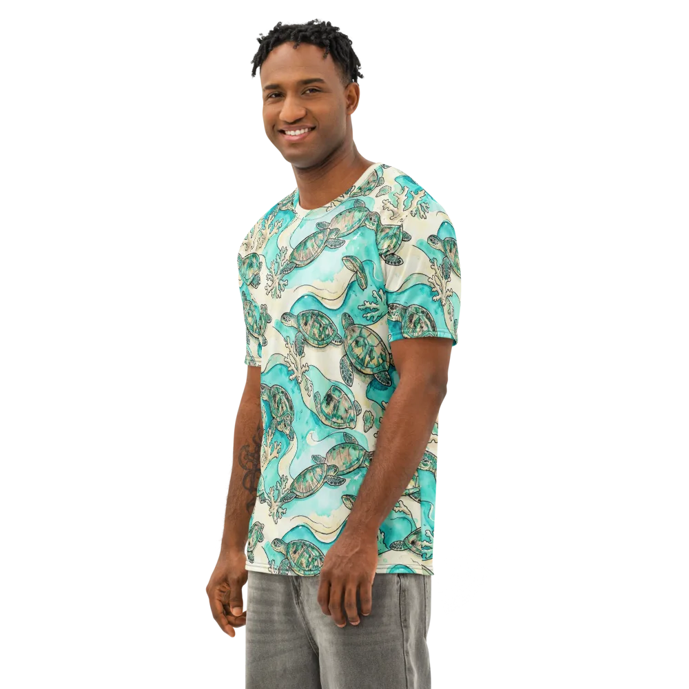Lagoon Wanderers on Men's Cotton Crew Neck T-Shirt — Left Front