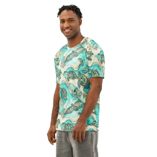 Lagoon Wanderers on a Men's Cotton Crew Neck T-Shirt