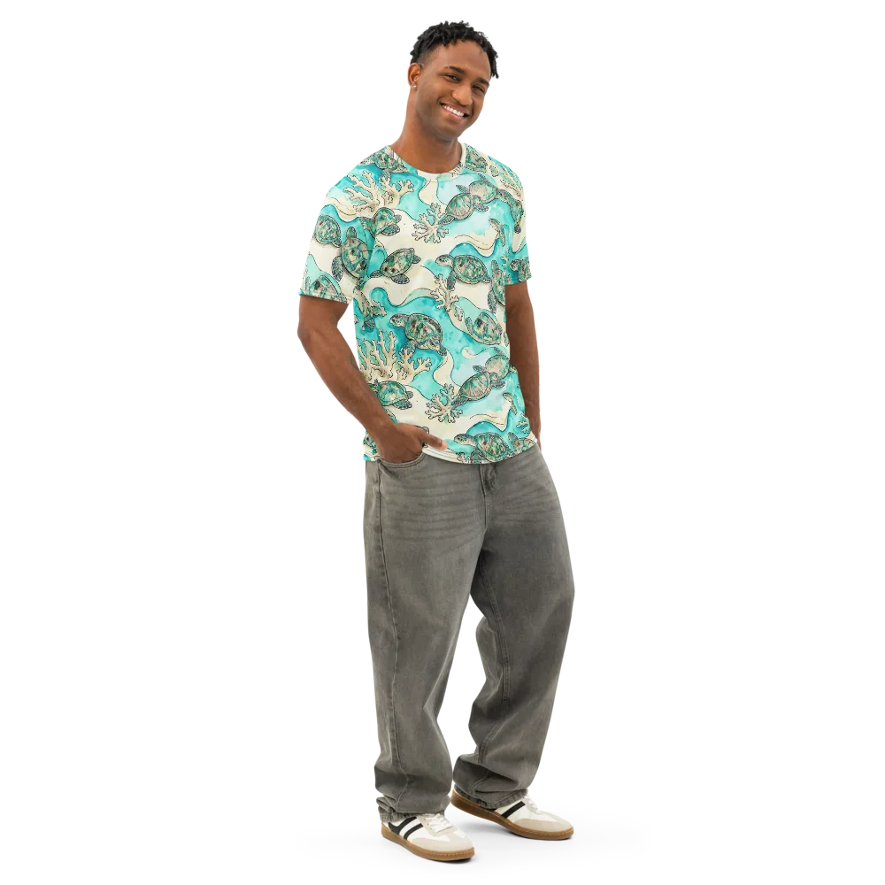 Lagoon Wanderers on Men's Cotton Crew Neck T-Shirt — Right Front