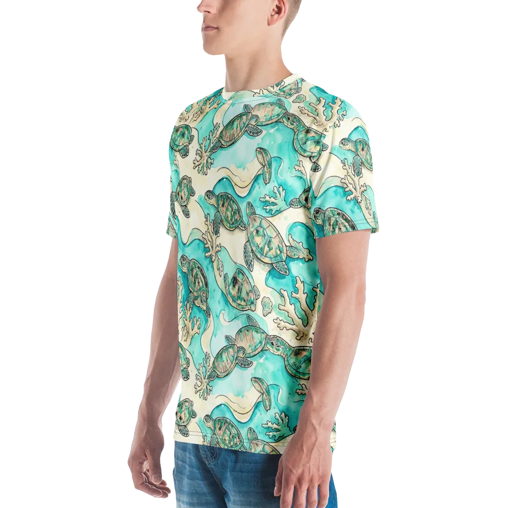 Lagoon Wanderers on Men's Crew Neck T-Shirt — Left