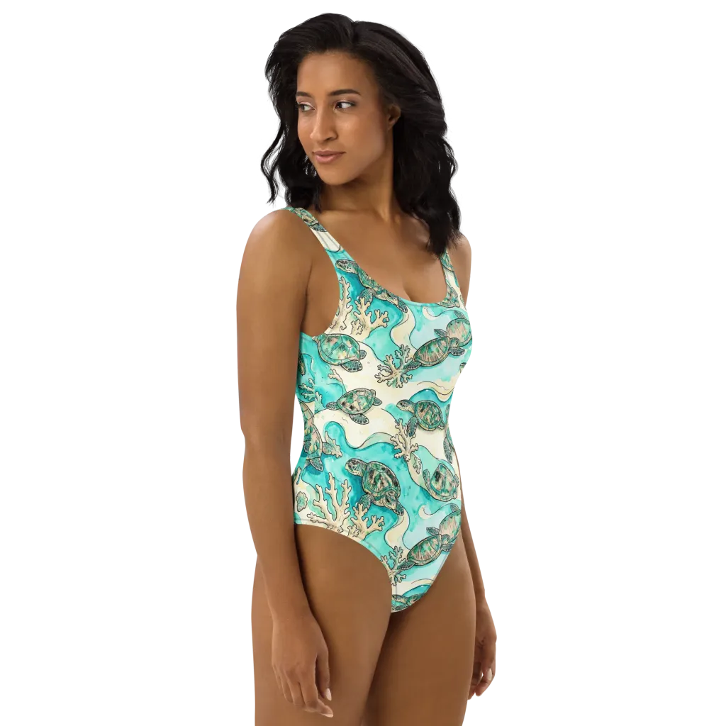 Lagoon Wanderers on One-Piece Swimsuit — Right