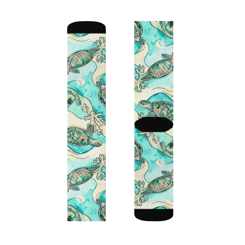 Lagoon Wanderers on Socks — Left Sock