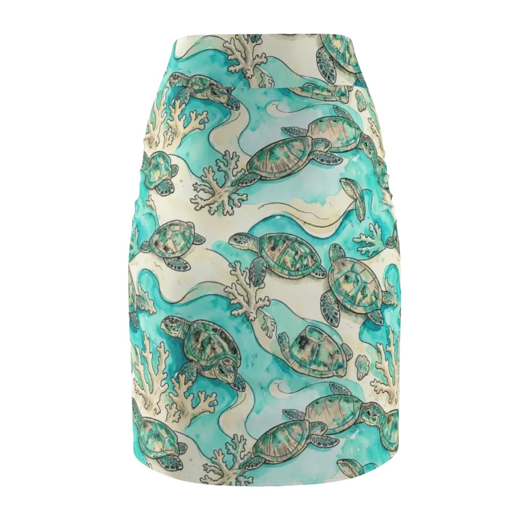 Lagoon Wanderers on Pencil Skirt — Back
