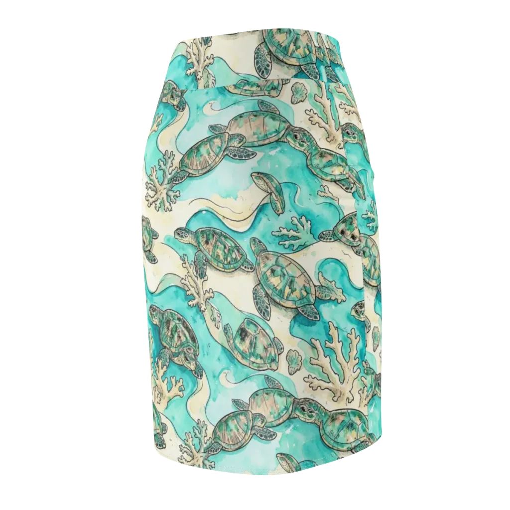 Lagoon Wanderers on Pencil Skirt — Back Side