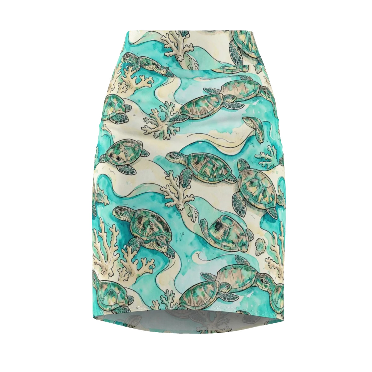 Lagoon Wanderers on Pencil Skirt — Front