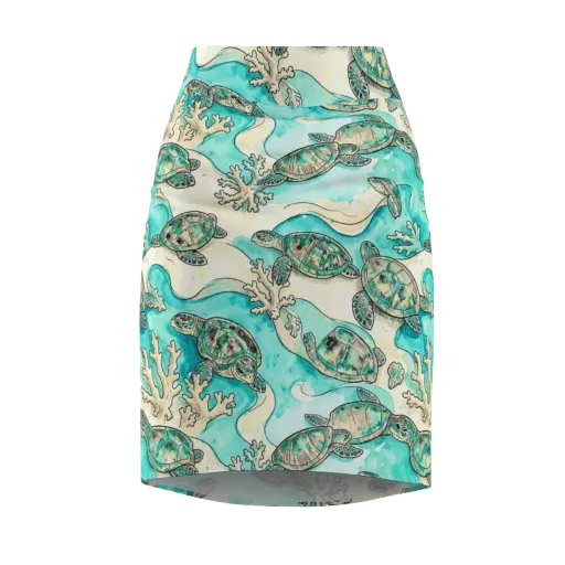 Lagoon Wanderers on a Pencil Skirt