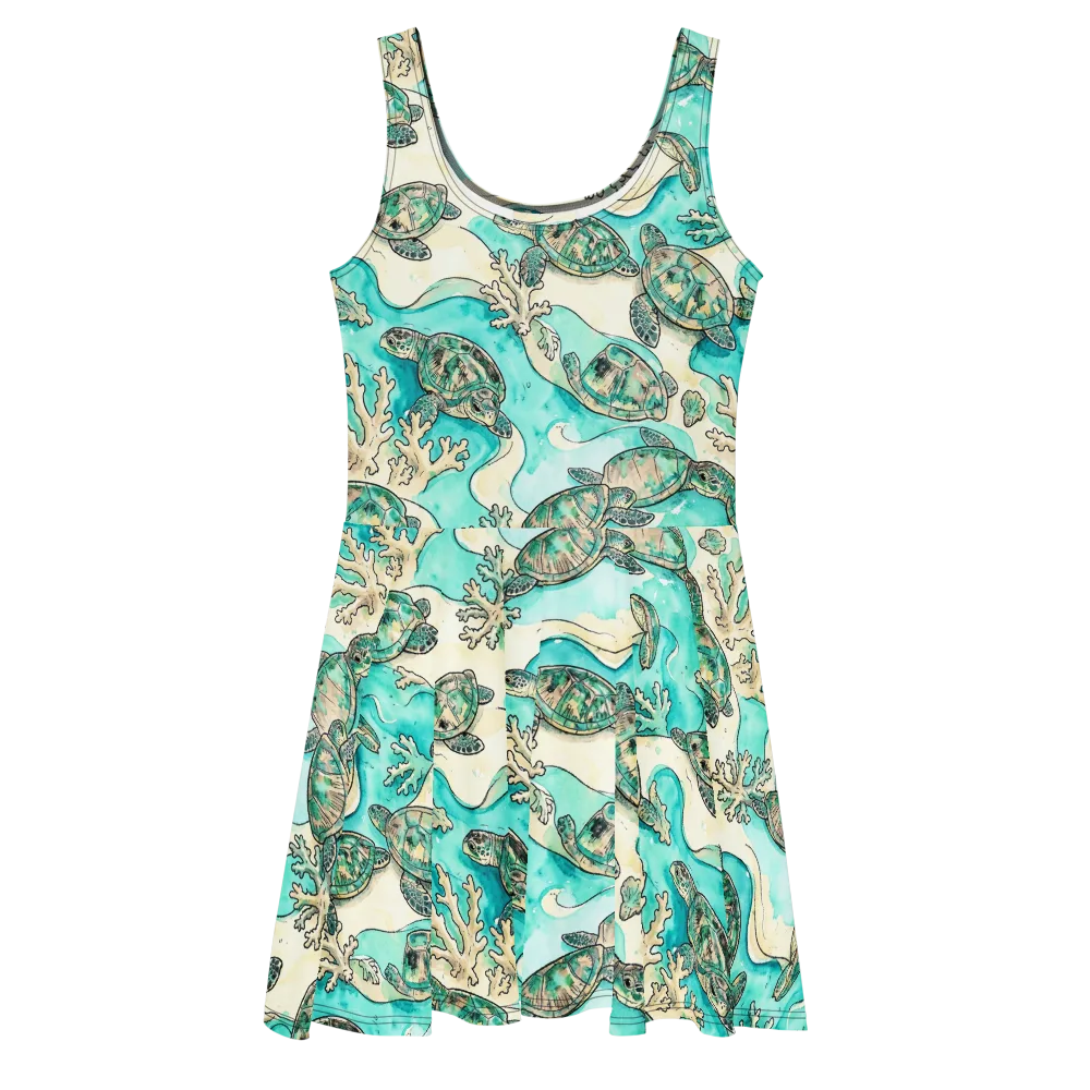 Lagoon Wanderers on Skater Dress — Front