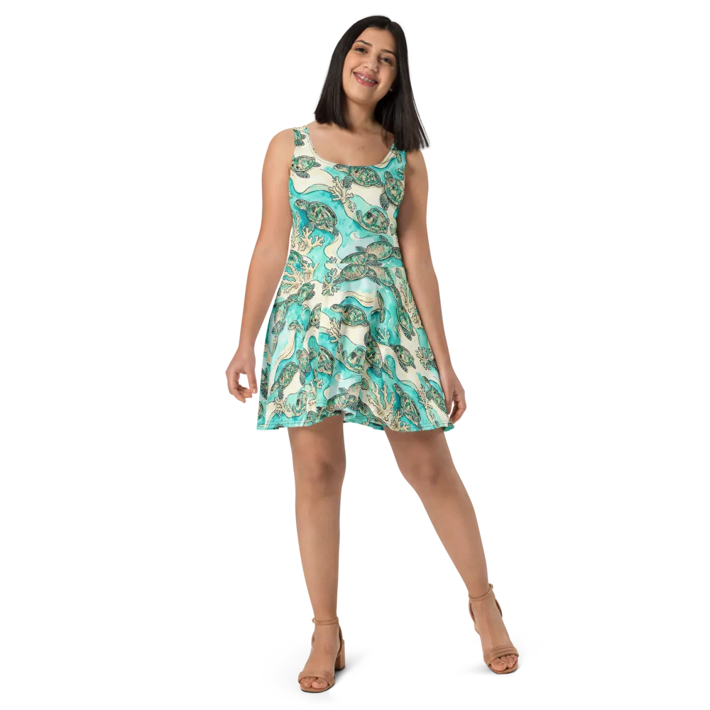 Lagoon Wanderers on Skater Dress — Front