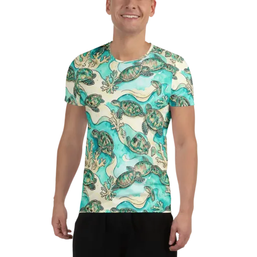 Lagoon Wanderers on a Men's Athletic T-Shirt