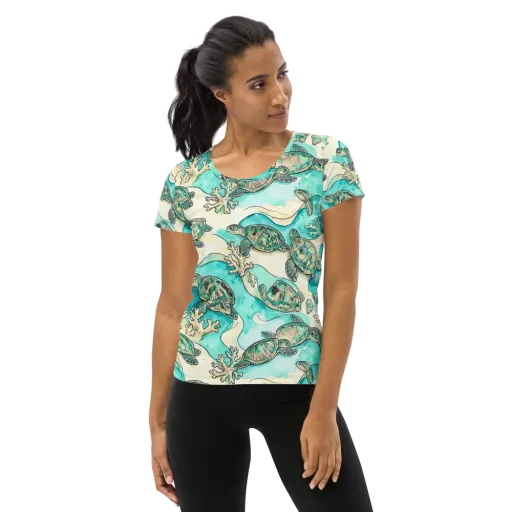 Lagoon Wanderers on a Women's Athletic T-Shirt