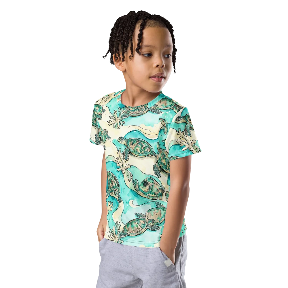 Lagoon Wanderers on Kids Crew Neck T-Shirt — Left Front