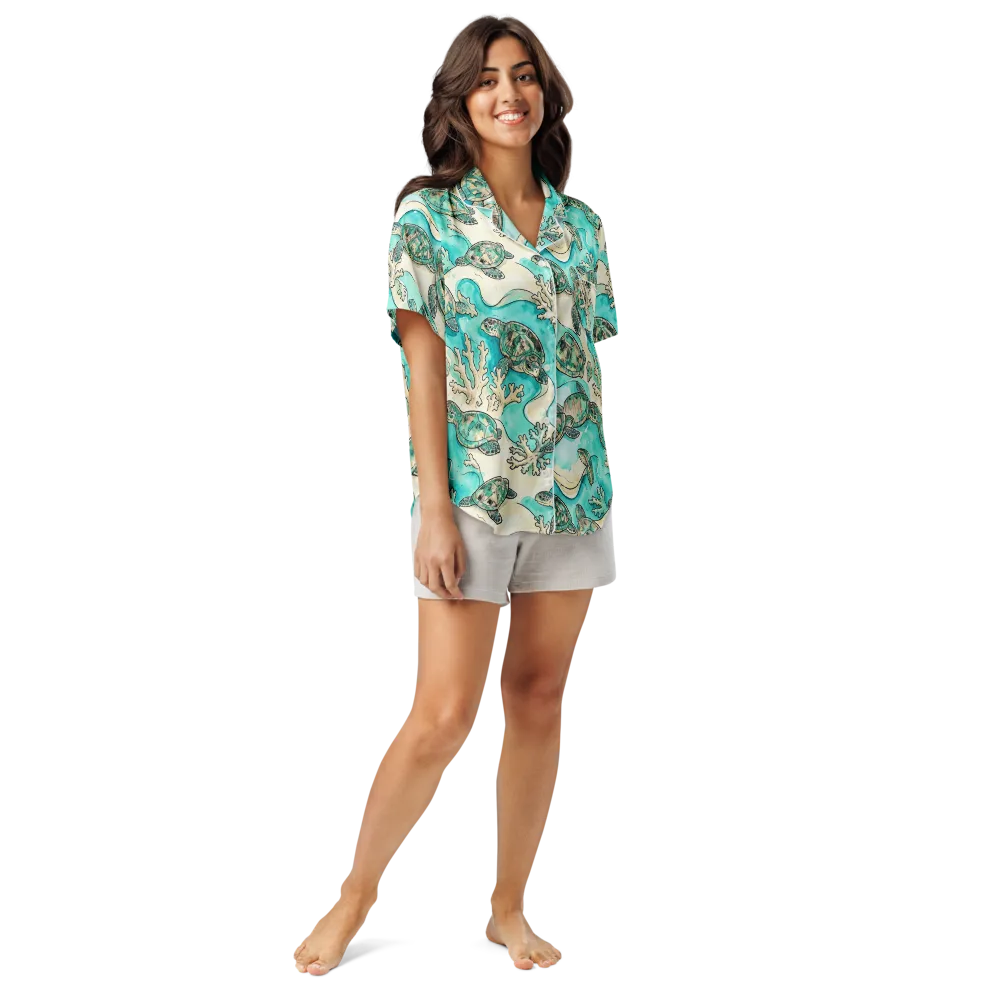 Lagoon Wanderers on Women's Short Sleeve Pajama Top — Front
