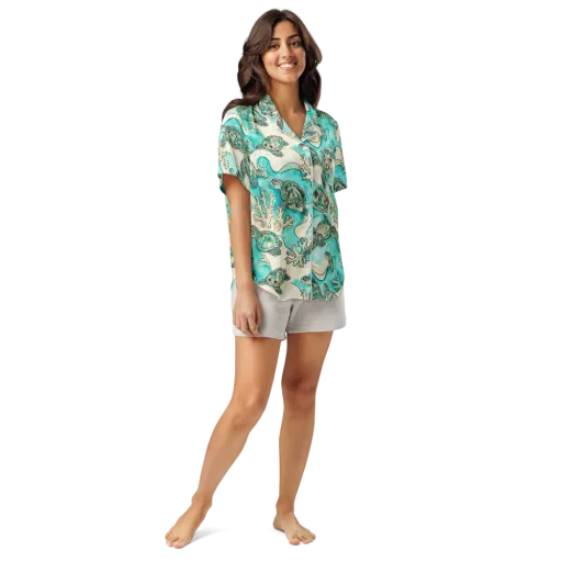 Lagoon Wanderers on a Women's Short Sleeve Pajama Top