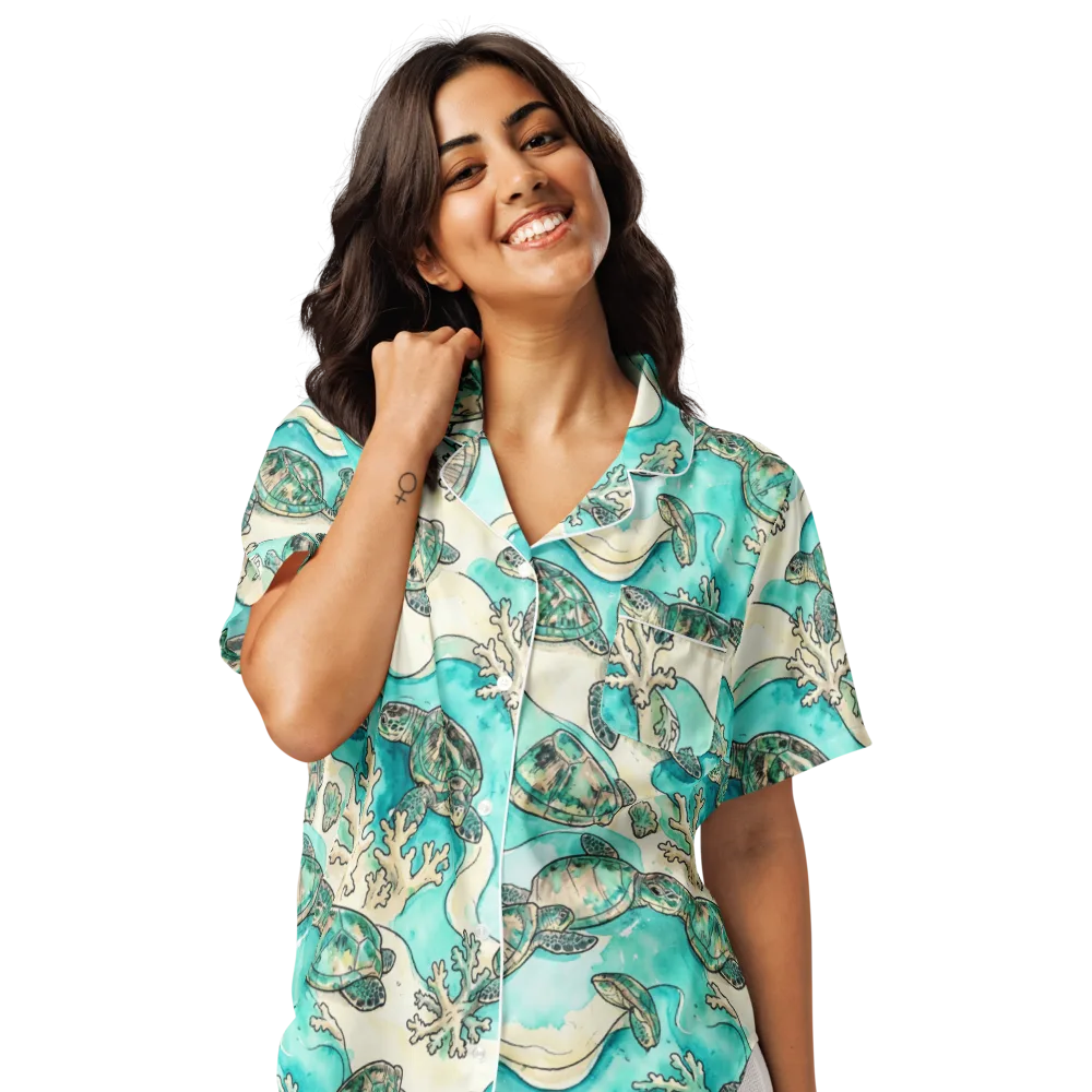 Lagoon Wanderers on Women's Short Sleeve Pajama Top — Front