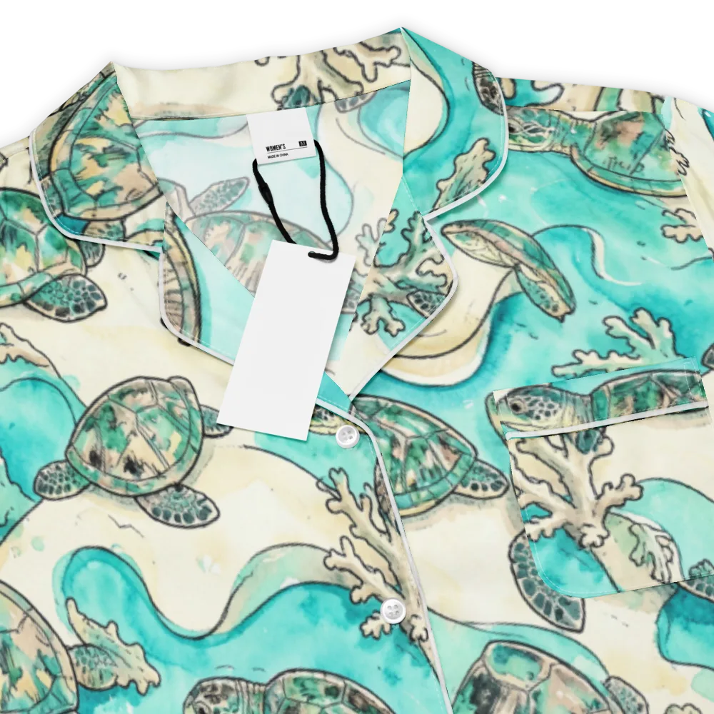 Lagoon Wanderers on Women's Short Sleeve Pajama Top — Product details