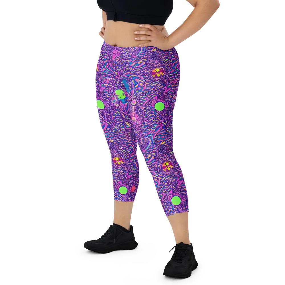 Neon Jungle on Capri Leggings — Front