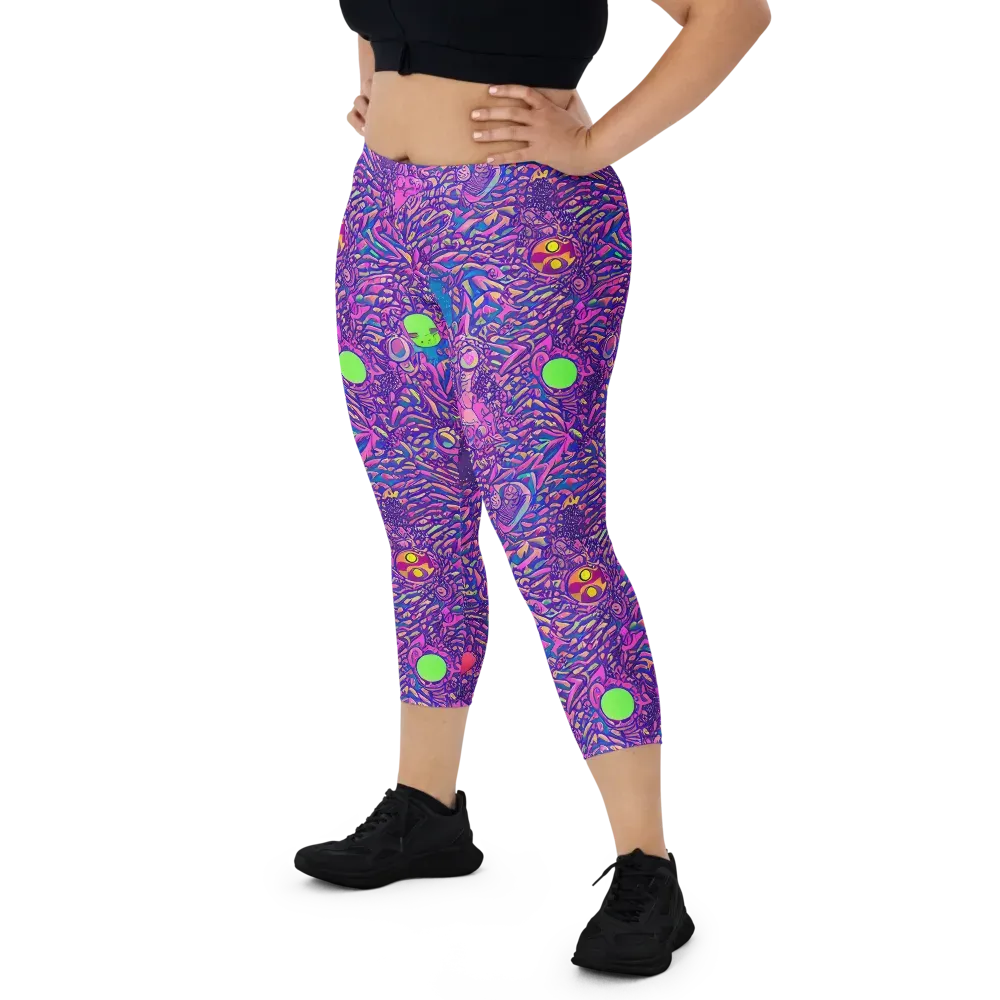 Neon Jungle on Capri Leggings — Front