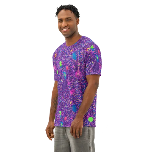 Neon Jungle on a Men's Cotton Crew Neck T-Shirt