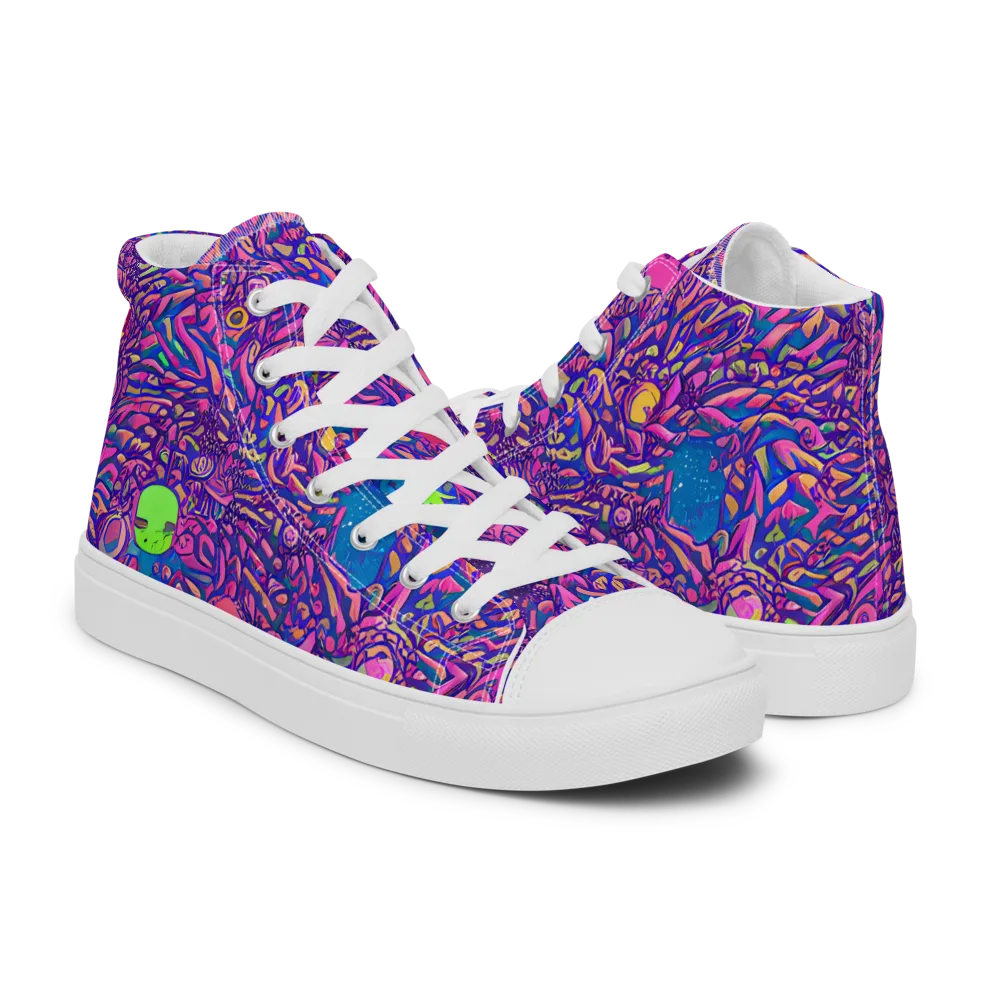 Neon Jungle on Men's High Top Canvas Shoes — Right