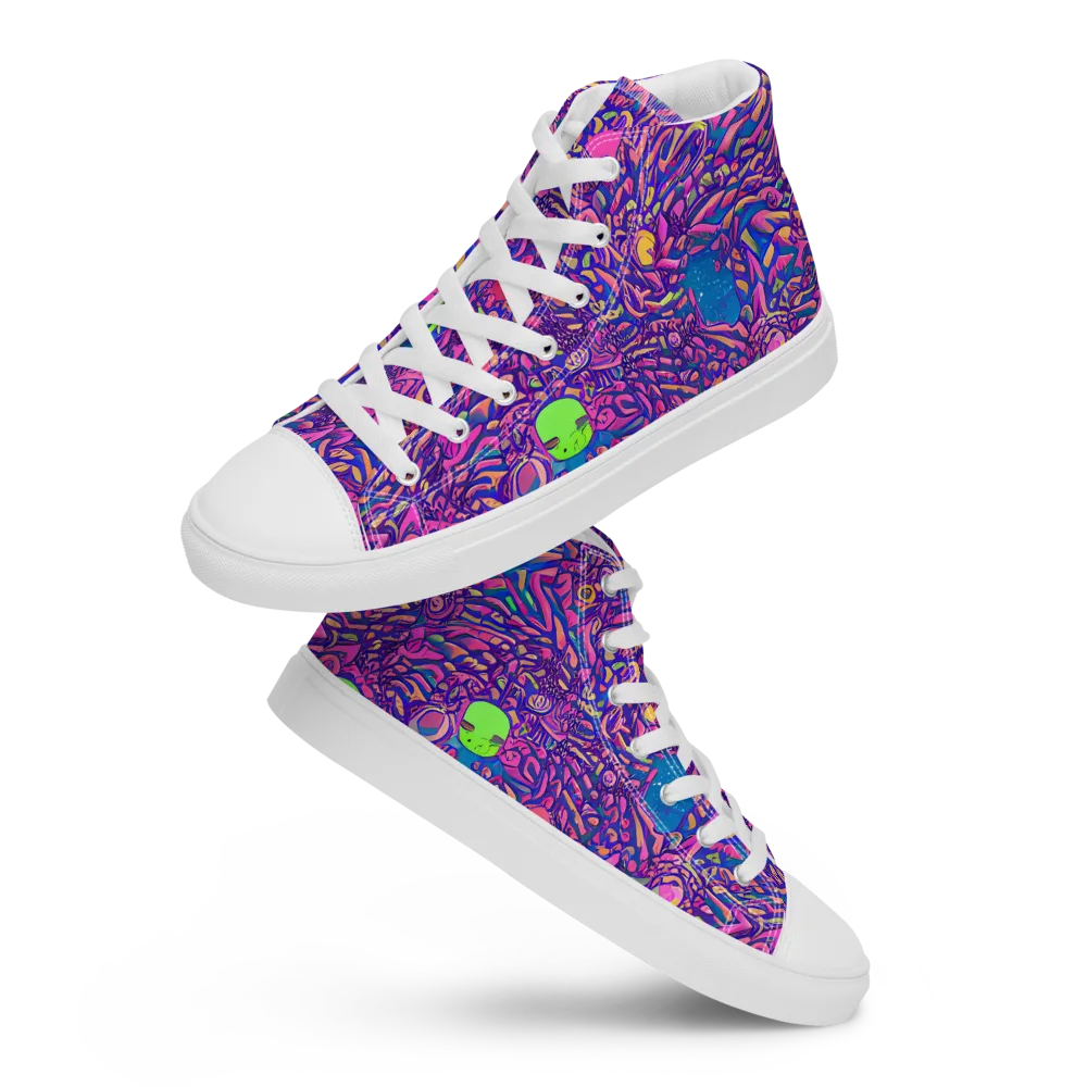 Neon Jungle on Men's High Top Canvas Shoes — Front