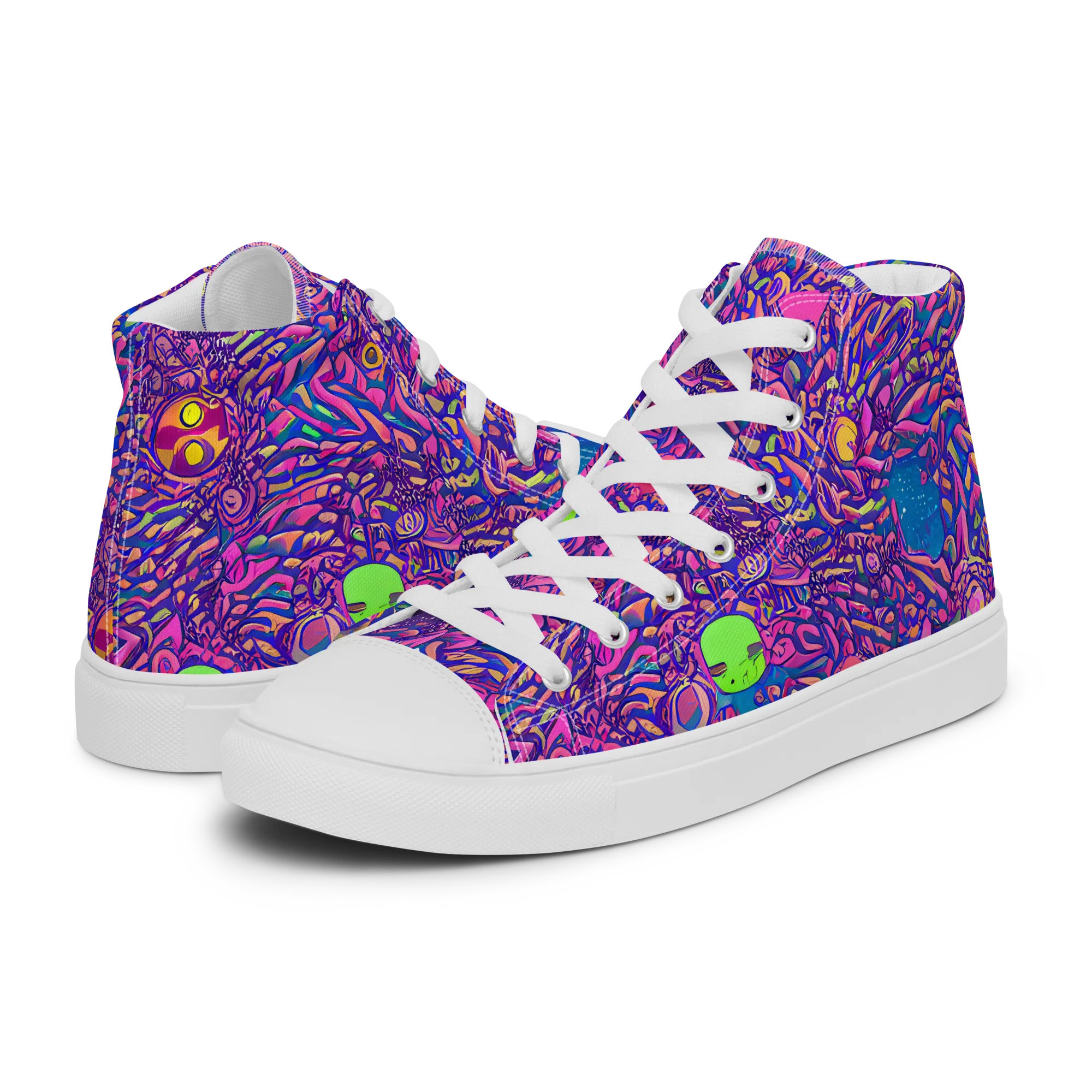 Neon Jungle on Women's High Top Canvas Shoes — Left