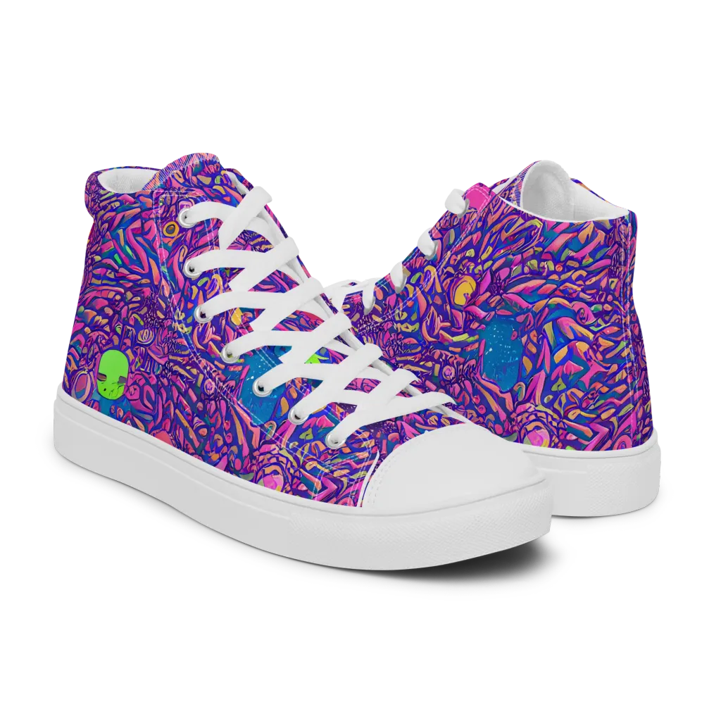 Neon Jungle on Women's High Top Canvas Shoes — Right