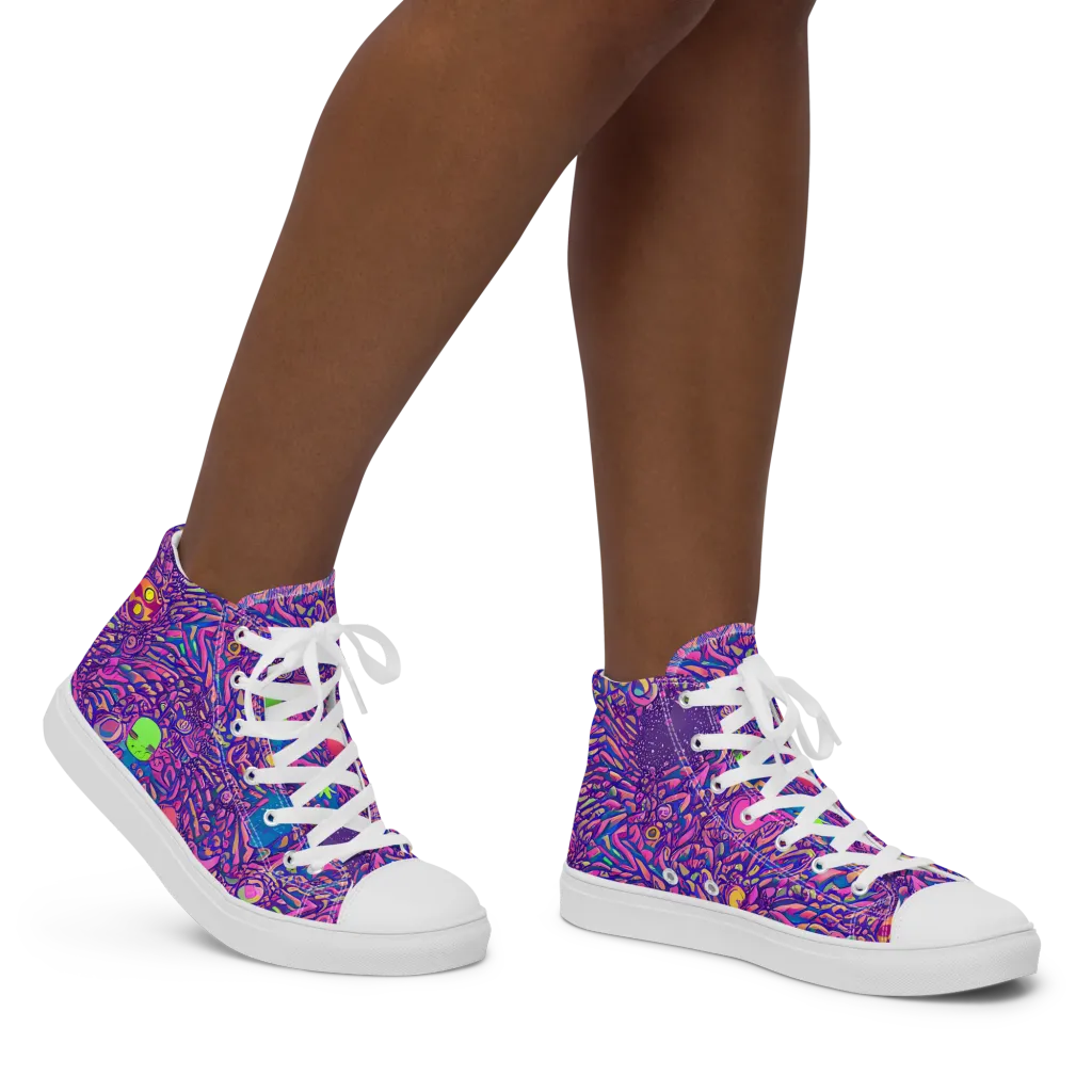 Neon Jungle on Women's High Top Canvas Shoes — Right