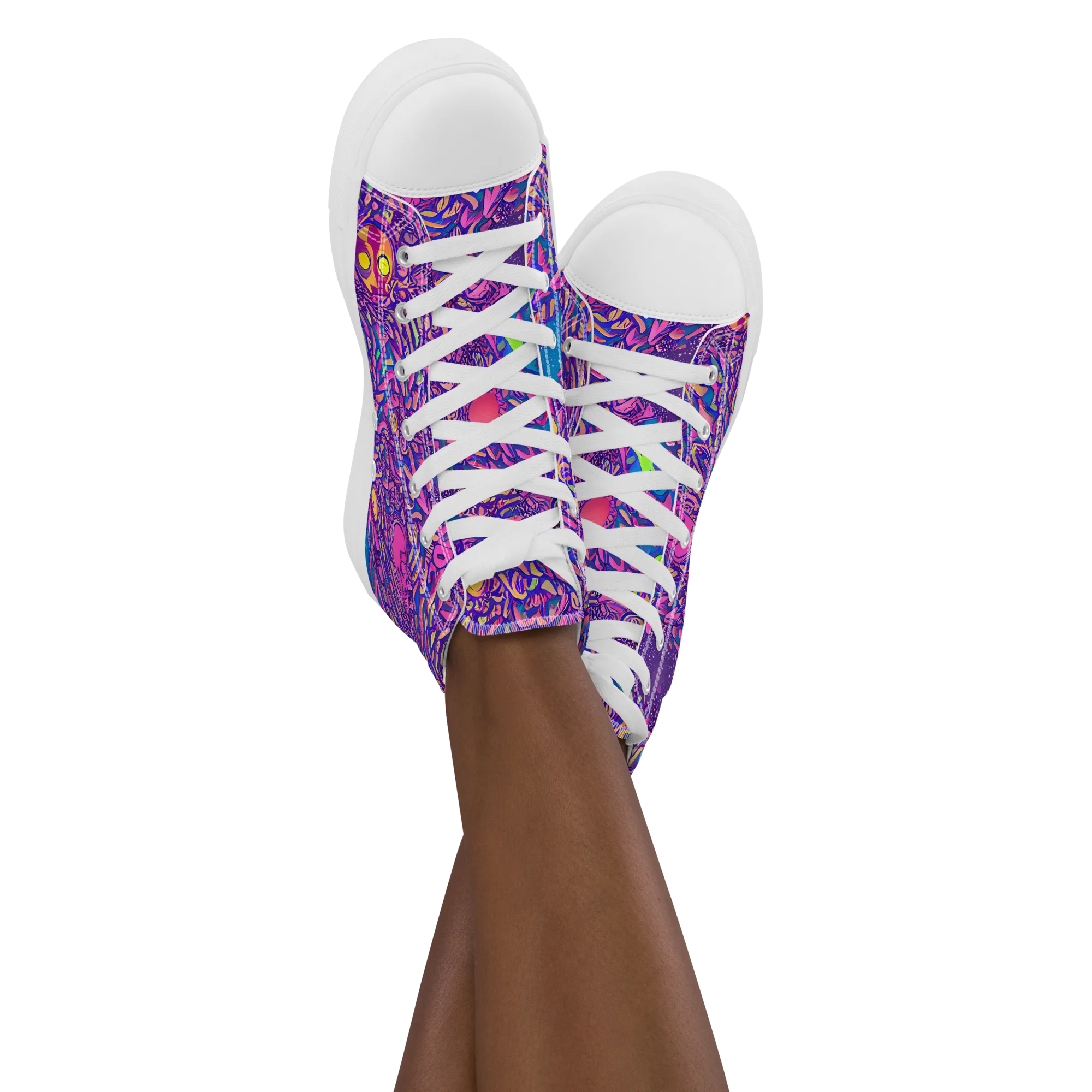 Neon Jungle on Women's High Top Canvas Shoes — Front