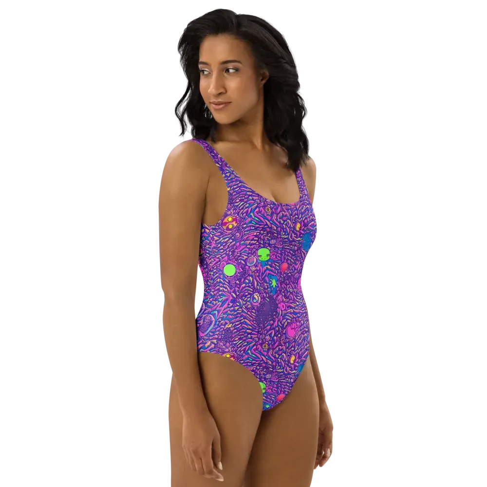 Neon Jungle on One-Piece Swimsuit — Right