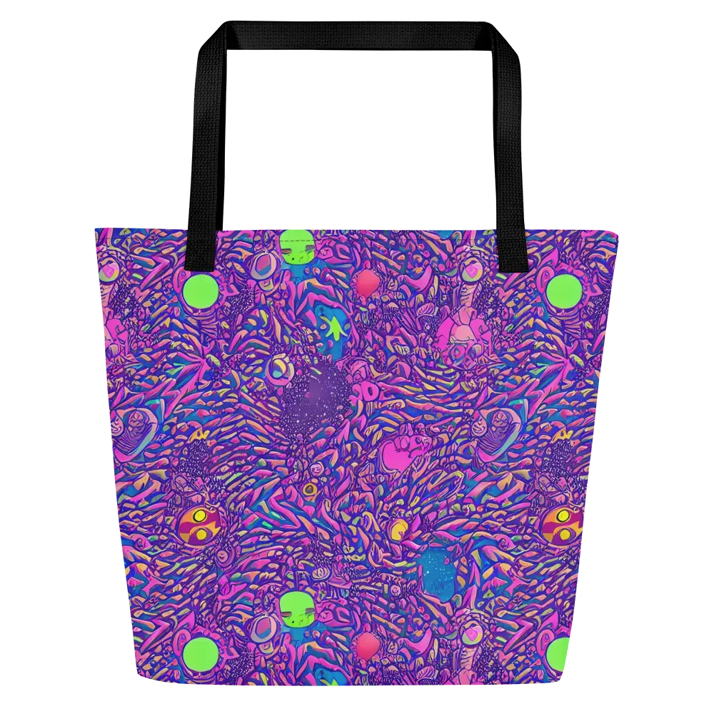 Neon Jungle on Large Tote Bag W/ Pocket — Front