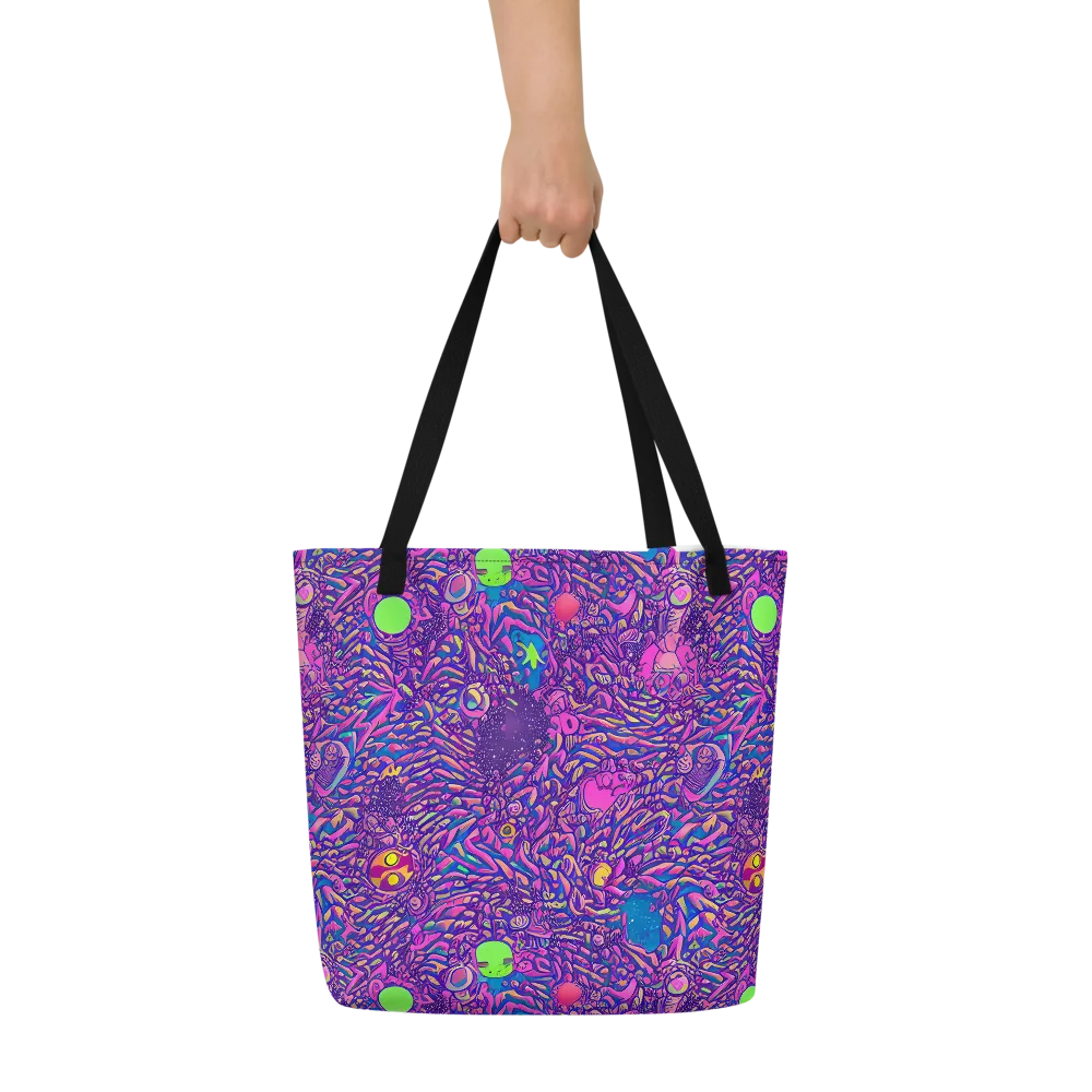 Neon Jungle on Large Tote Bag W/ Pocket — Front