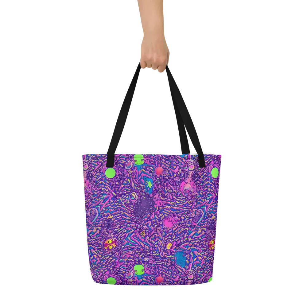 Neon Jungle on Large Tote Bag W/ Pocket — Front