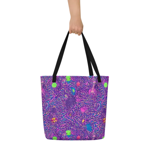 Neon Jungle on a Large Tote Bag W/ Pocket