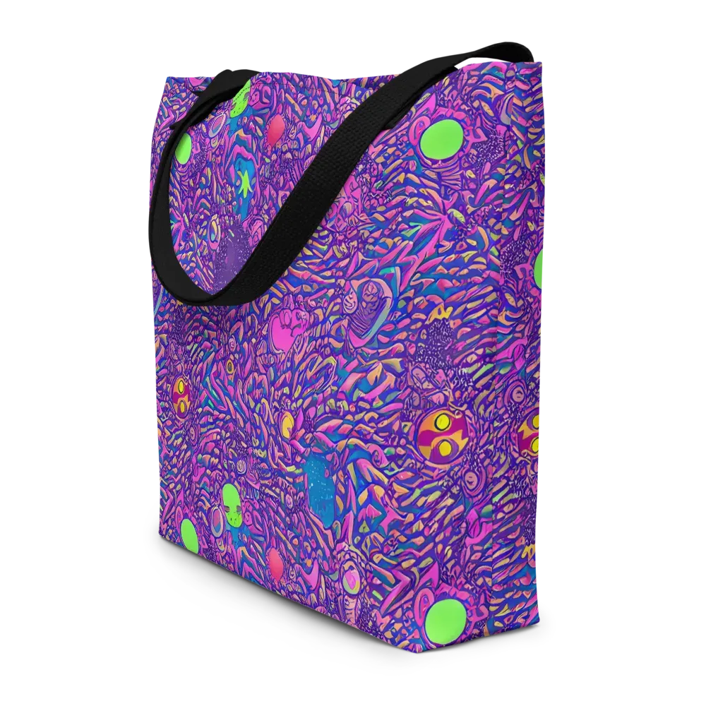 Neon Jungle on Large Tote Bag W/ Pocket — Front