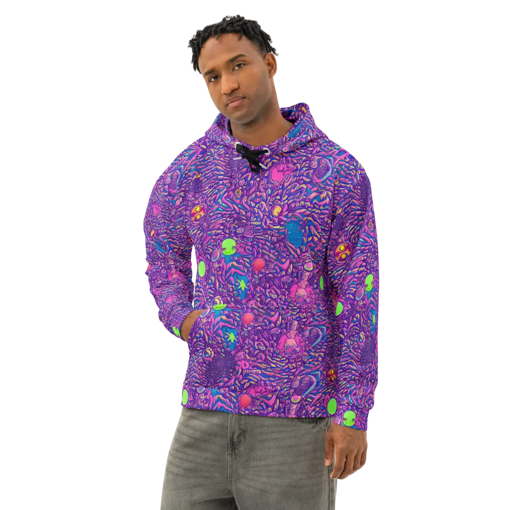 Neon Jungle on Cotton Hoodie — Left Front