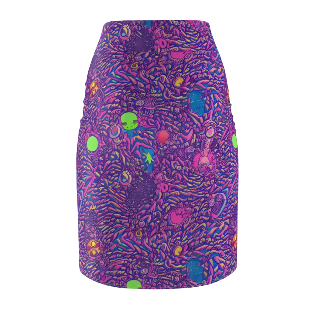Neon Jungle on Pencil Skirt — Back