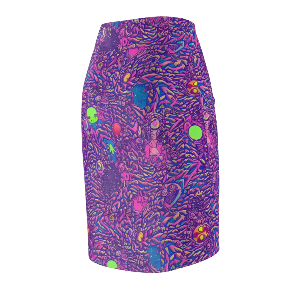 Neon Jungle on Pencil Skirt — Back Side