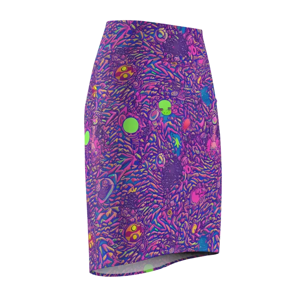 Neon Jungle on Pencil Skirt — Front Side