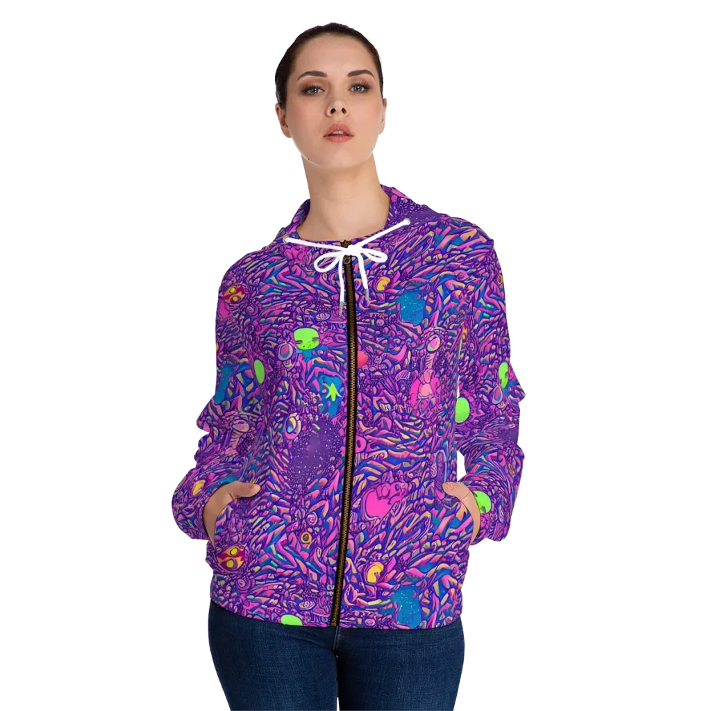 Neon Jungle on Women's Full-Zip Hoodie — Front On Person