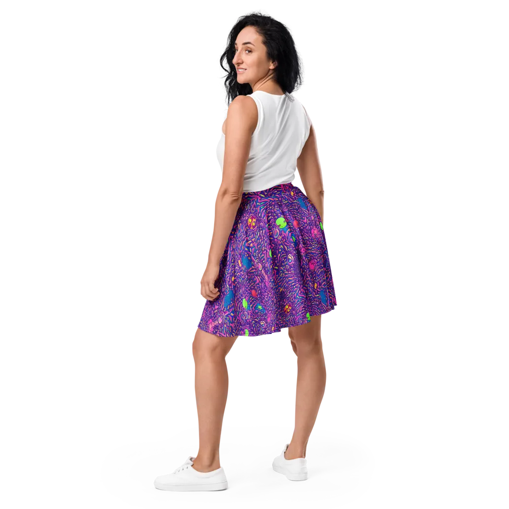 Neon Jungle on Skater Skirt — Back
