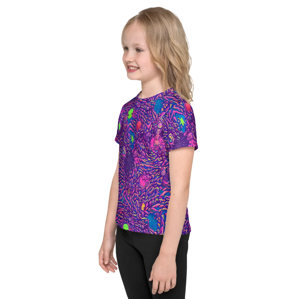 Neon Jungle on Kids Crew Neck T-Shirt — Left