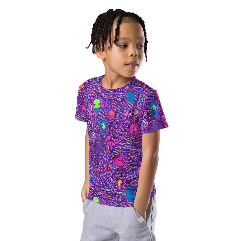 Neon Jungle on Kids Crew Neck T-Shirt — Left Front
