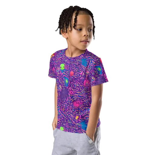 Neon Jungle on a Kids Crew Neck T-Shirt