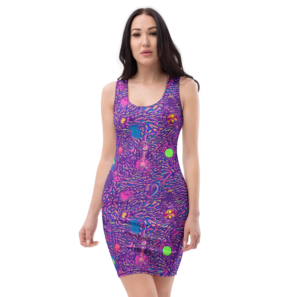 Neon Jungle on Bodycon Dress — Front