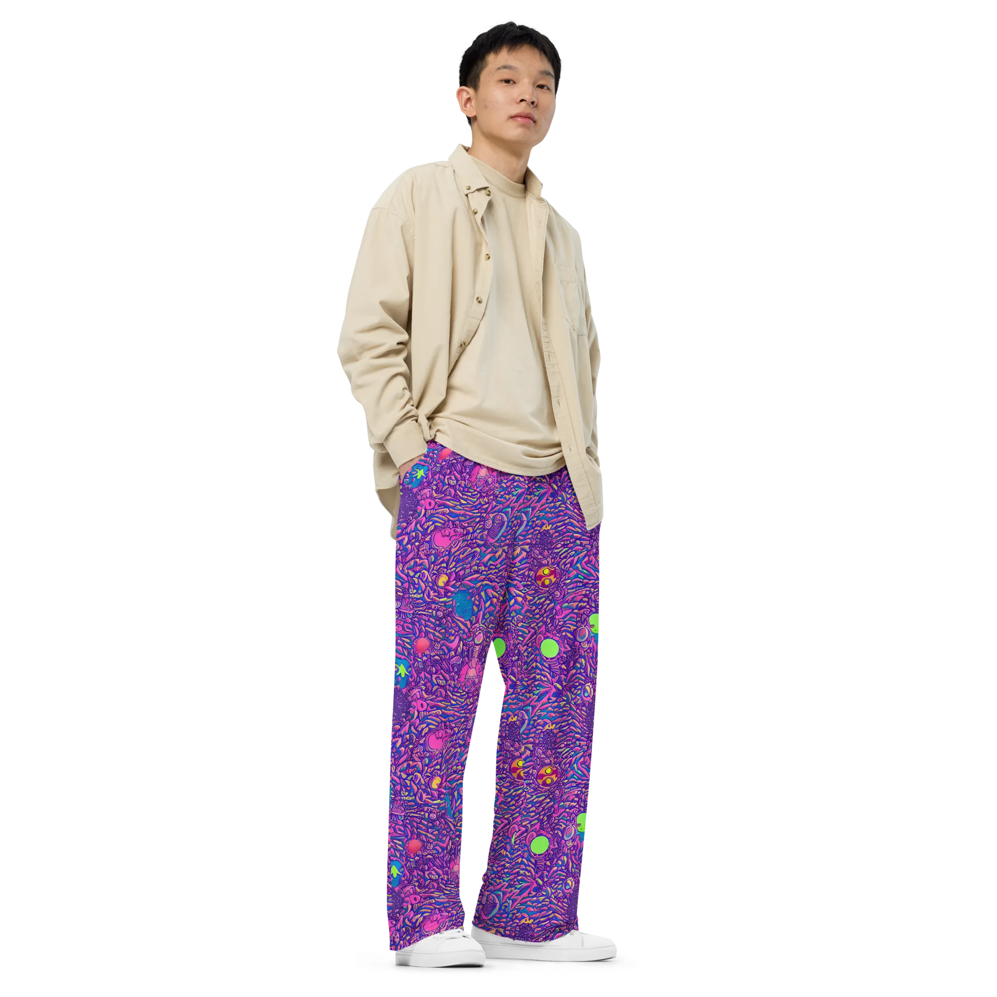 Neon Jungle on Wide-Leg Pants — Right Front